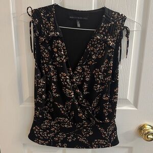 White House Black Market Black and Brown Floral Blouse